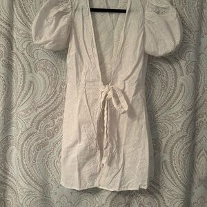 WeWoreWhat White Eyelet Puff Sleeve Beach Cover Up